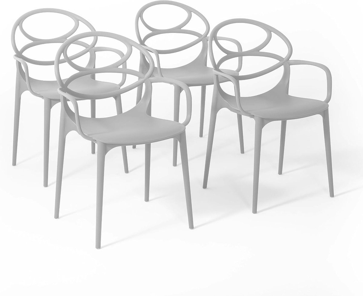 - Stoelen gemaakt van met glasvezel versterkte hars (4, lichtgrijs)