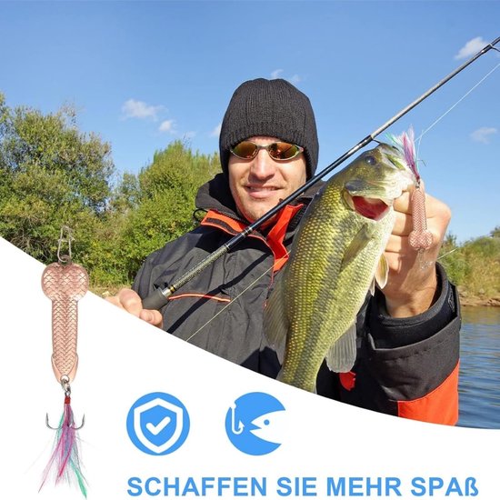 2 stuks Metalen aas vissen met veer, Visaas met drielingen vishaken voor knipperlichten vissen en spinners vissens,grappige cadeaus voor mannen, forelaas, baars aas, harde metalen lepel — afbeelding 3