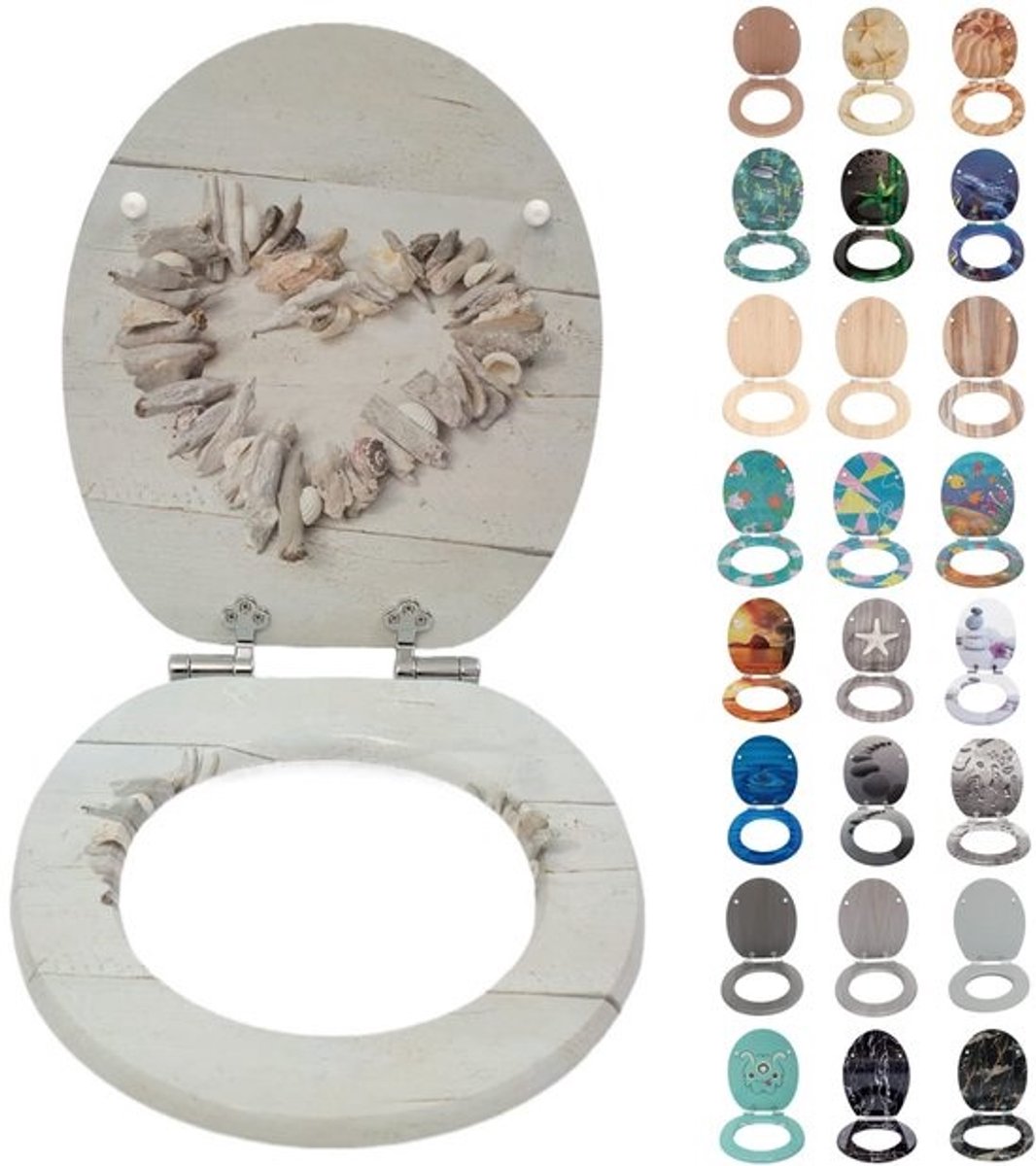 WC-bril met Softclose - Antibacterieel & Stabiele MDF Kern - Eenvoudige Montage - Stone Heart
