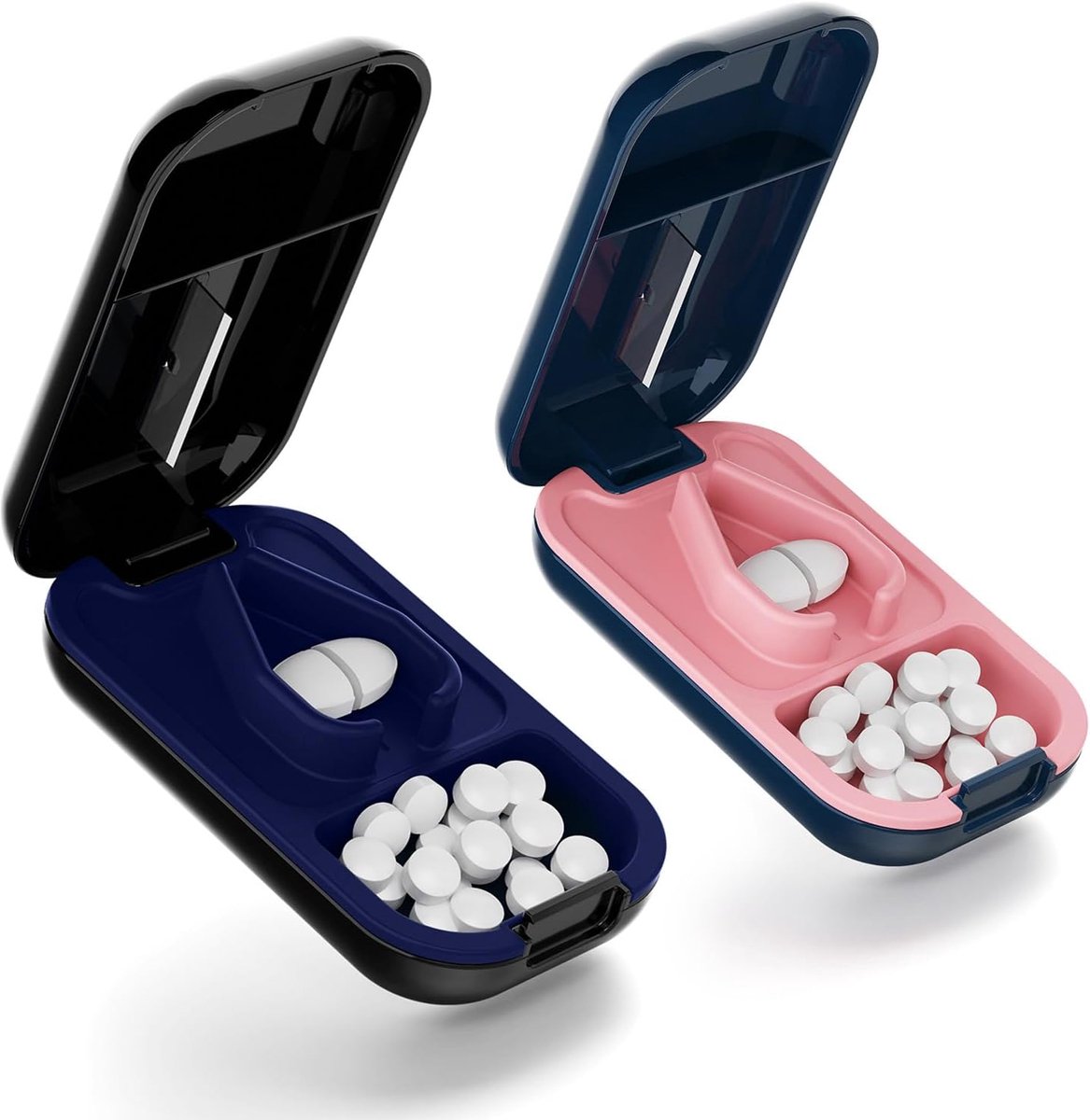 Tablettenverdeler voor kleine tabletten en grote pillen, tablettensnijder pillenverdeler tablettenverdeler tablettensplitter pillenschneider tablettenverdelaar om in halve en kwart te snijden