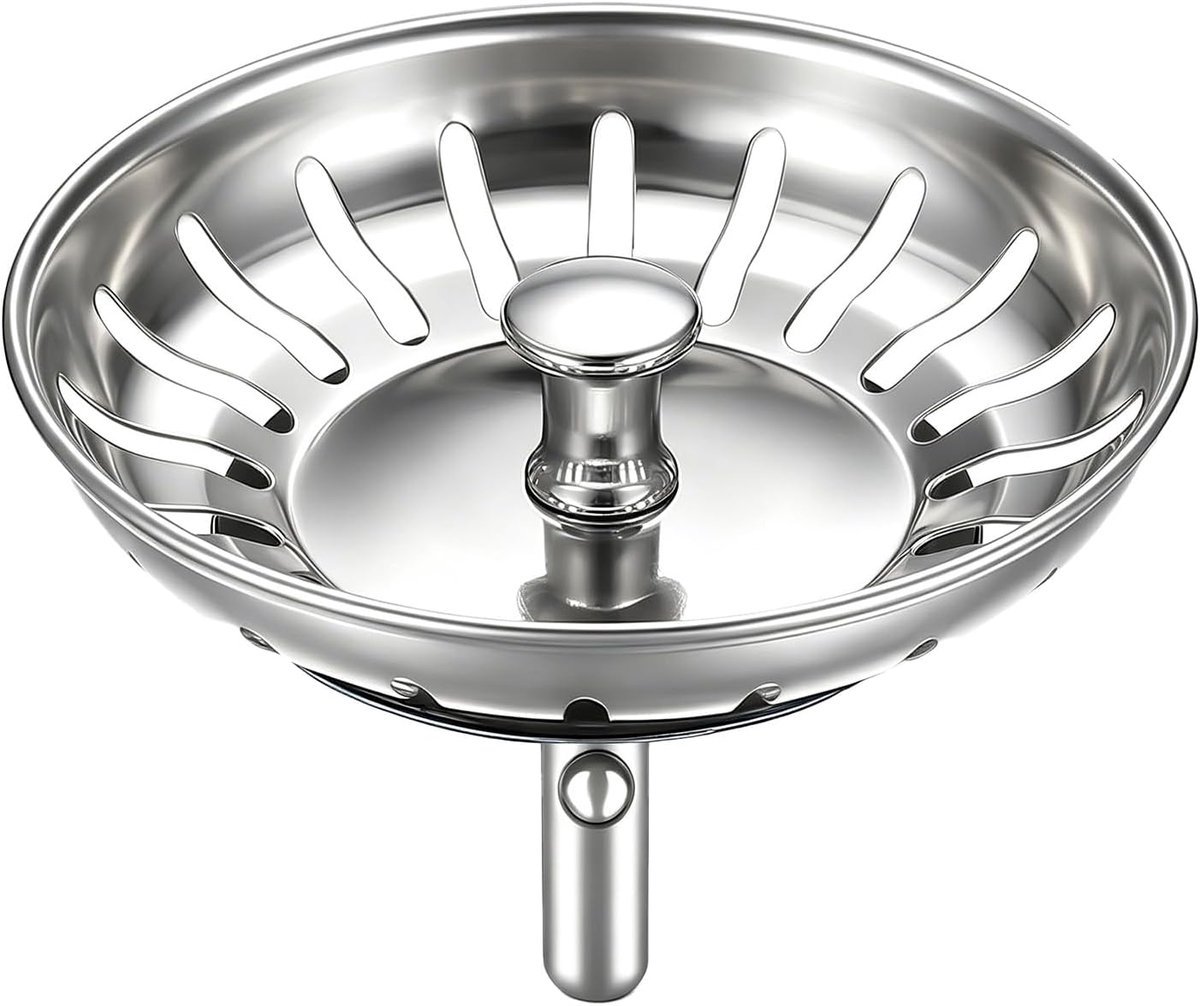 Afvoerstop met zeef 80 mm voor keukenspoelbakken, gootsteenstop, zeefmand van roestvrij staal, inclusief reserveafdichting voor Franke Blanco en standaard afvoeren (80 mm)