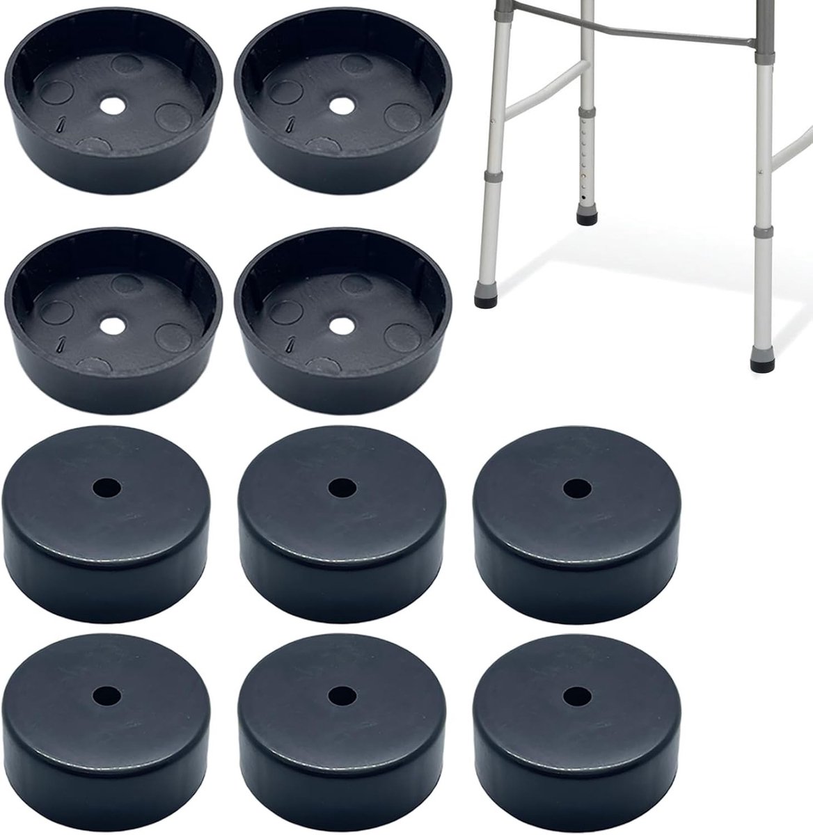 Glazen deksel voor wandelstokken met reserve rubberen kop, set van 10 stuks voor optimale grip en comfort