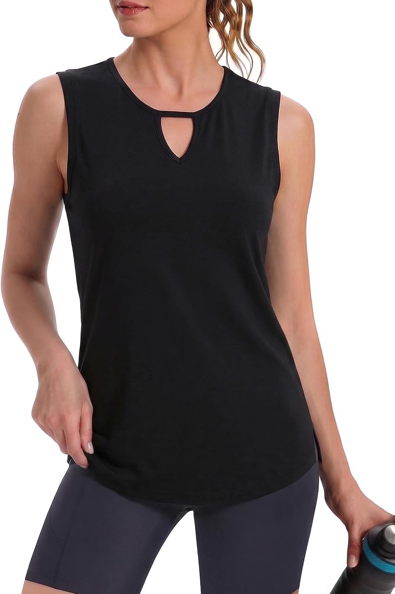Sporttop voor dames, tanktop, zomer, mouwloos sportshirt, fitnesstop, loopshirt, wandelshirt, ademend, yoga-shirt met mesh-inzetstuk, sneldrogend, S-XXL