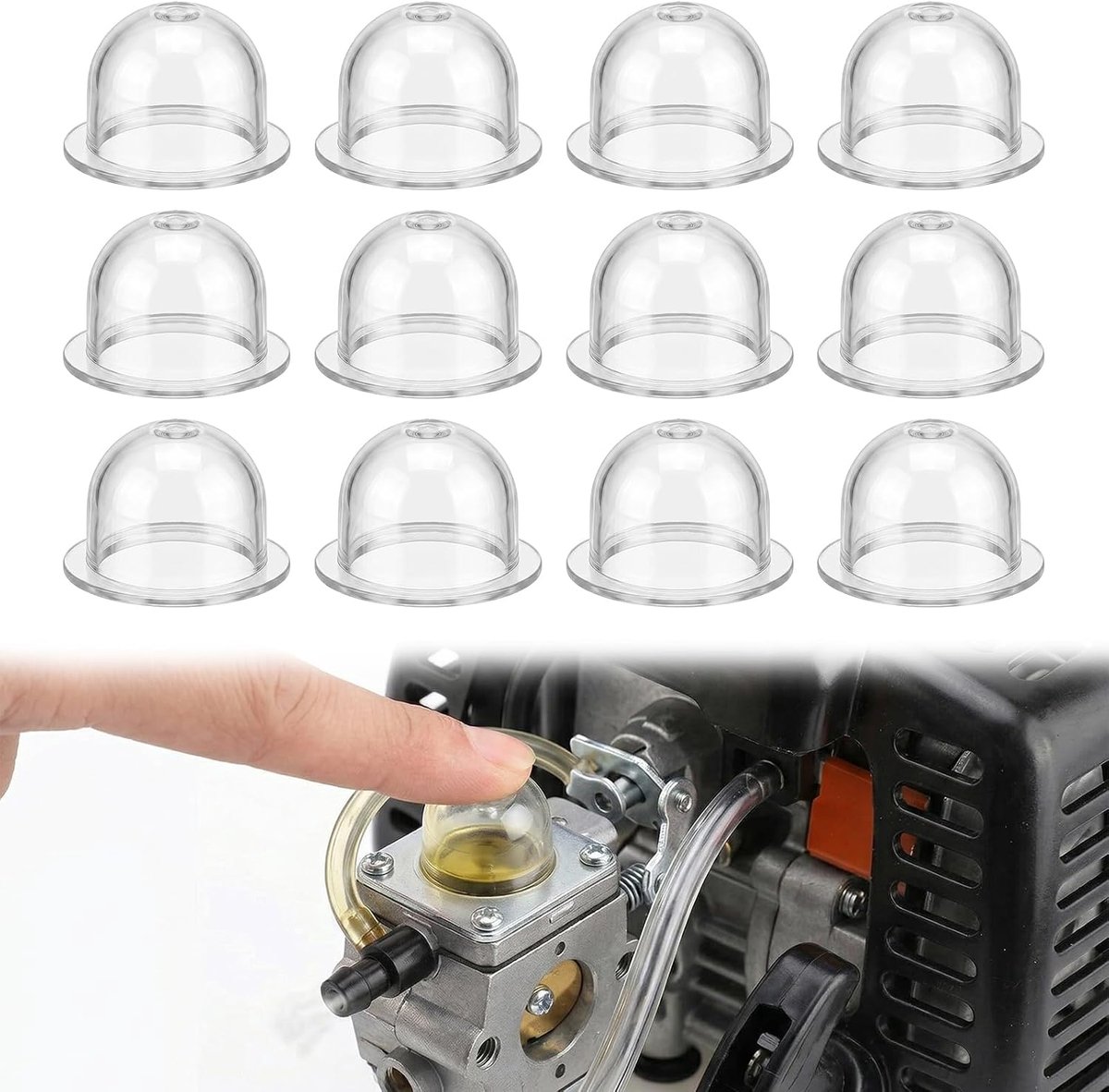 12 stuks carburateur primer pomp bollen pomp primer peer primer bulb olie bulb primer bulb primer bulb pomp benzine bosmaaier voor grasmaaier, grasmaaier, heggen, kettingzaag (22 mm)
