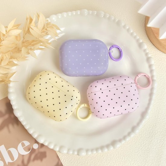 Hoesje voor AirPods Pro 3 met reinigingsset, schattig polkadot-patroon, esthetisch ontwerp voor meisjes en vrouwen, sleutelhanger, schokbestendige hoes voor Airpods Pro 3e generatie - roze — afbeelding 5