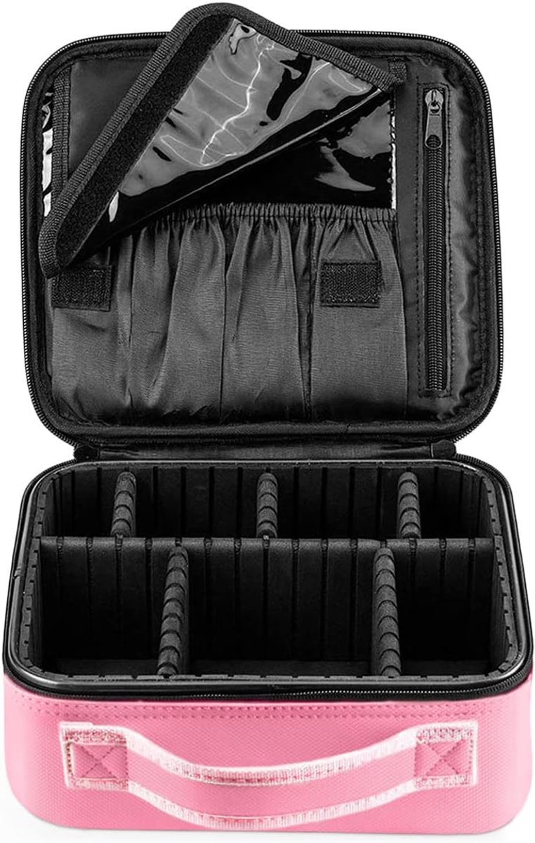 Make-uptas voor dames, cosmetica, reizen, make-uptas, professioneel, make-uptas, meisjes, met afneembare scheidingswand, kwast, tas