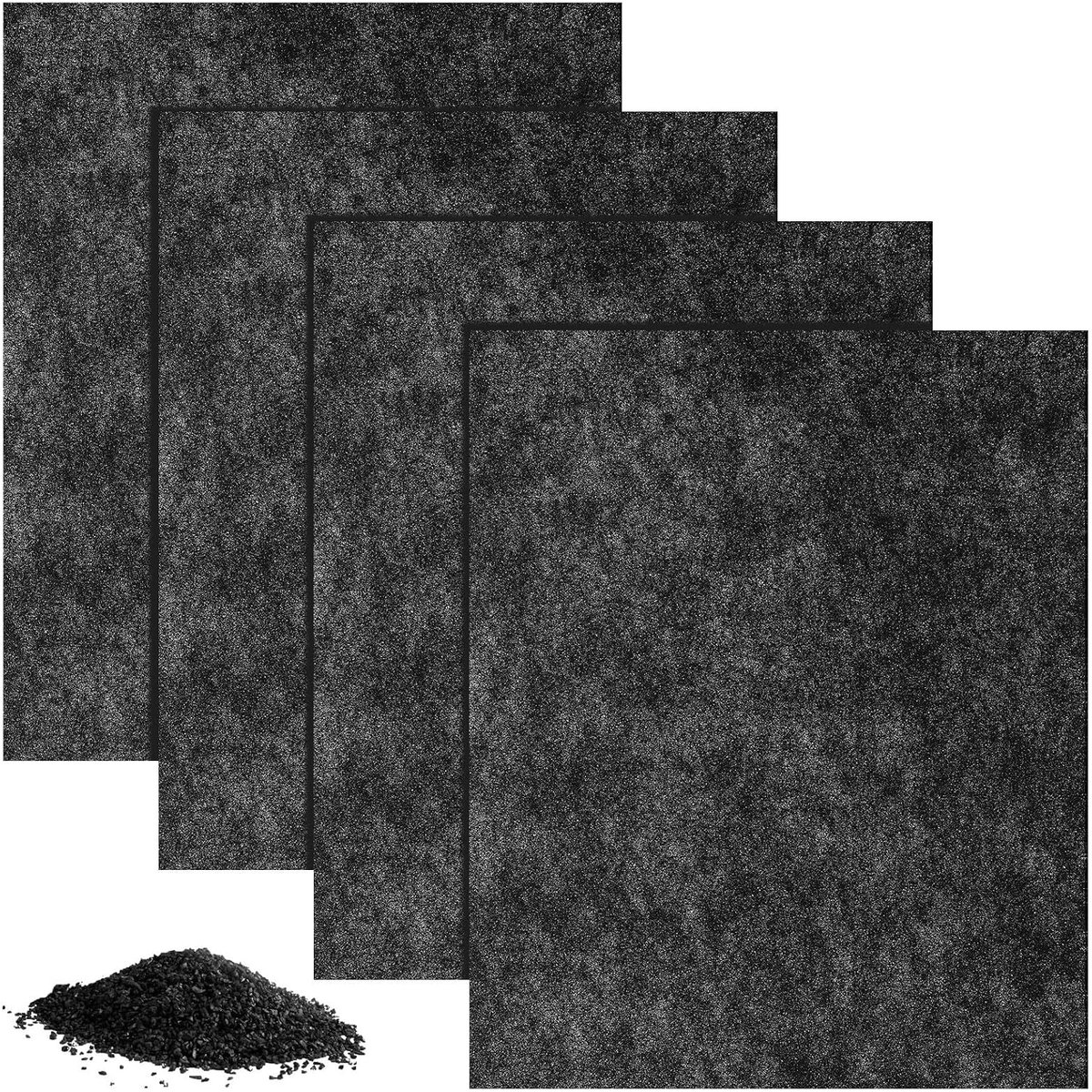 4 vervangende filtermatten, actieve koolfilter, 3 mm, 36 x 44 cm, luchtfiltervlies met ventilatiesleuf voor airconditioning, luchtontvochtiger en vuilnisemmer