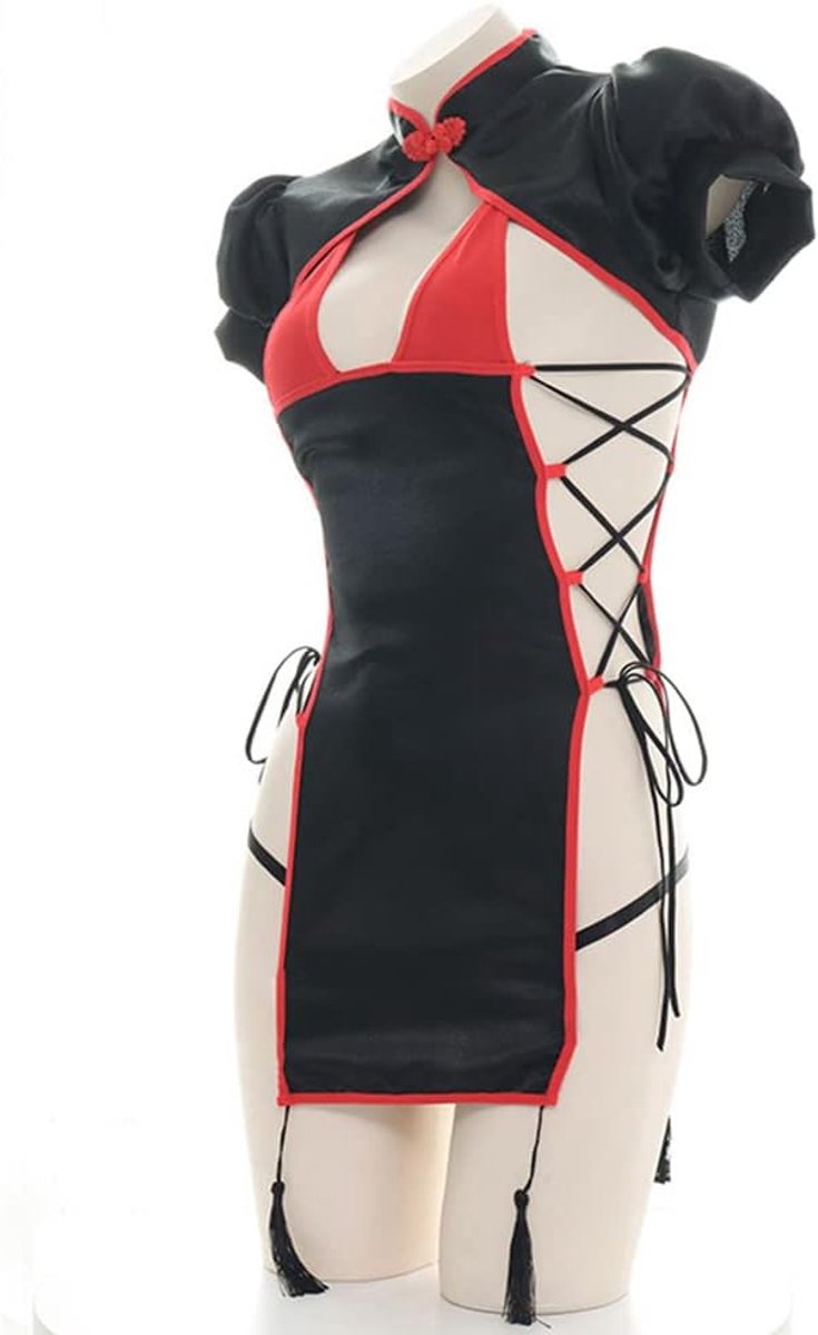 Lingerie Sexy Cheongsam Retro Stand Kraag Gesp Anime Cosplay Traditionele Chinese Pyjama