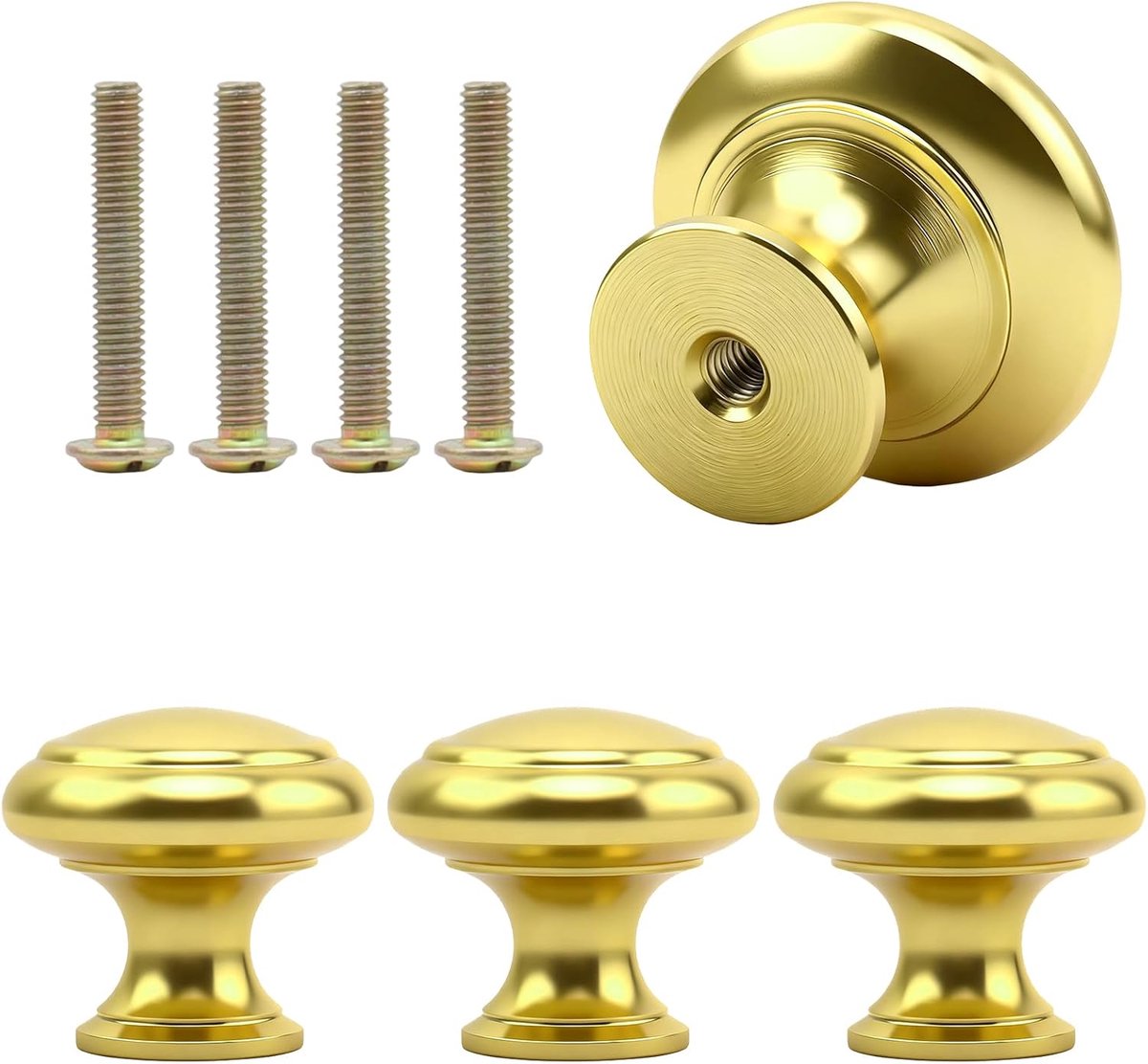 4 stuks meubelknoppen, paddenstoelkop-design ladeknoppen, aluminiumlegering knoppen voor commode, gouden ladeknop met 4 schroeven, voor keukenkasten, boekenplanken en laden