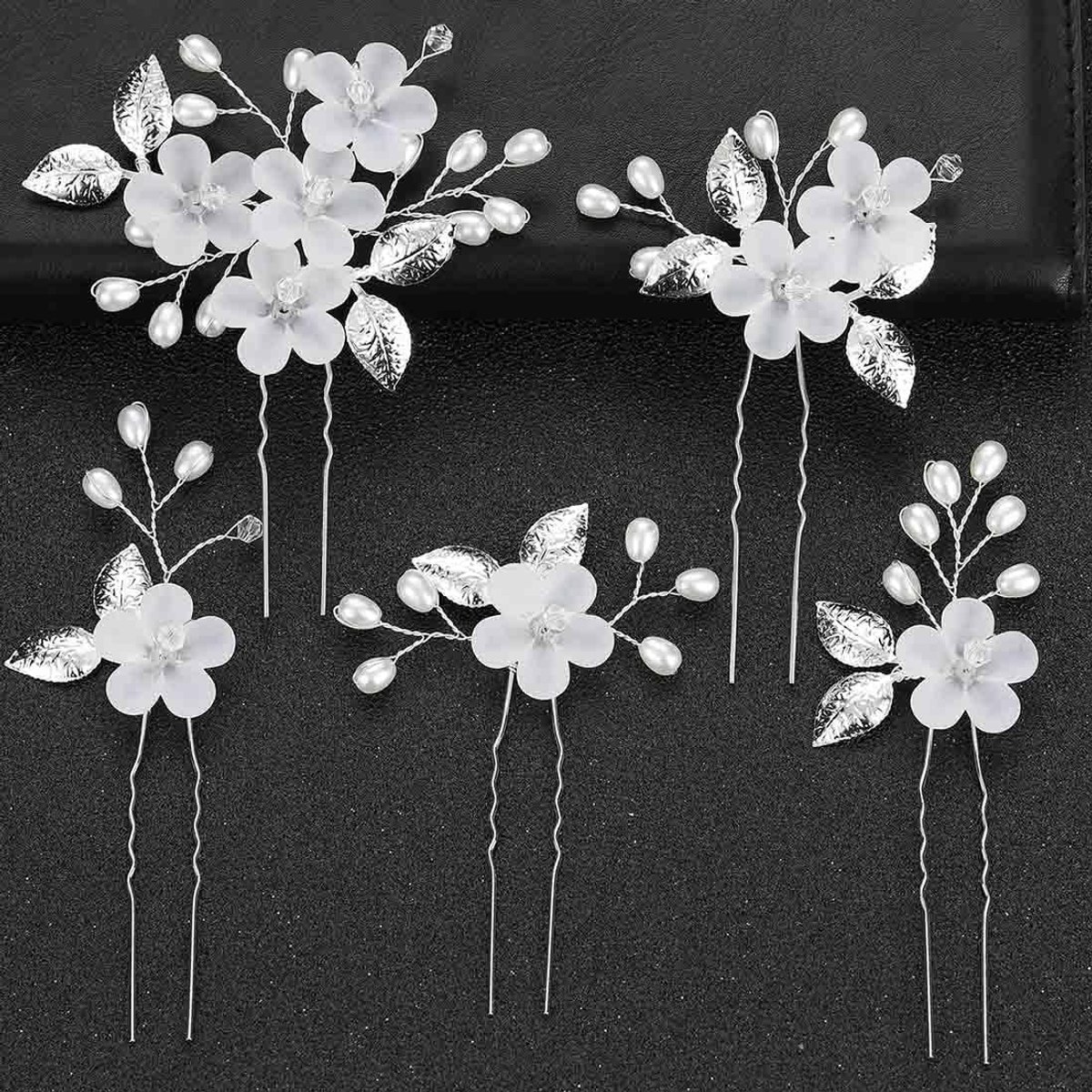 Bruiloft haarspeldjes met bloemen voor bruiloft bloemen kristal bruiloft haarclips parel bloemen hoofddeksel voor vrouwen en meisjes Pack van 5