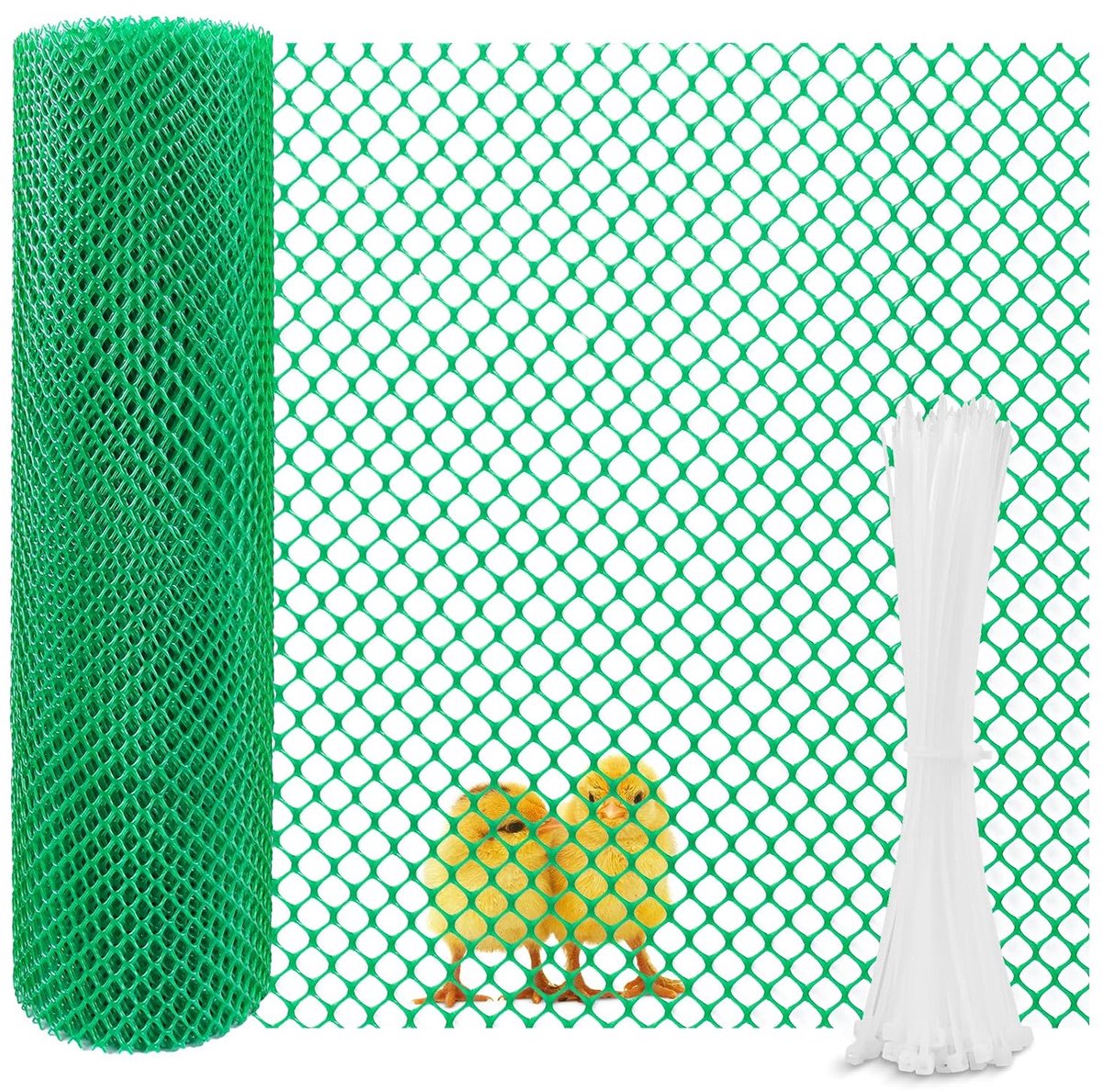 Hek voor hekken met gatdiameter van 0,8 cm, voor kippen, katten, tuin, balkon (40 cm × 5 m, groen)