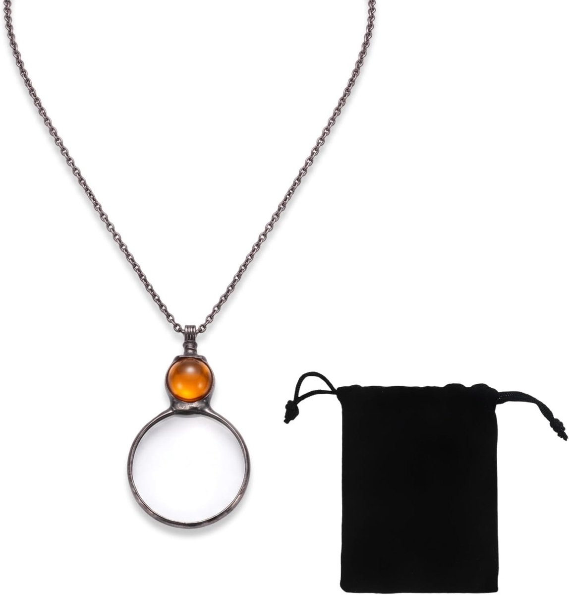 10x vergroting monocel hanger leeshulp ketting van legering voor senioren boeken kranten cosplay sieraden met fluwelen zakje oranje