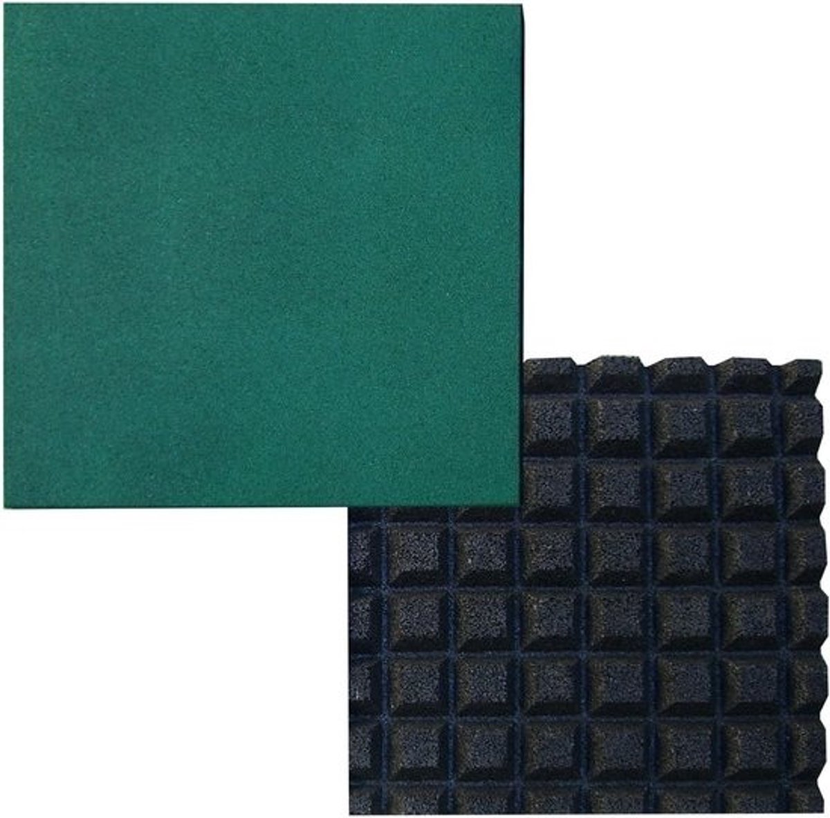 2x Ultra Dikke Grijpende Rubberen Tegels voor Speeltuin en Buiten Fitnessvloer Groen 50x50 cm