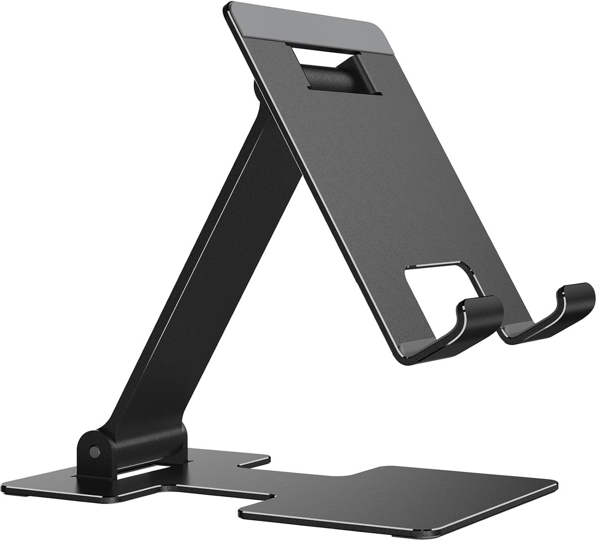 yootech Tablethouder, opvouwbaar, voor iPhone 16/15/14-serie, tablethouder voor iPad/Galaxy/Google Tablet (8,3-11 inch), voor Galaxy, Xiaomi en andere smartphones, zwart