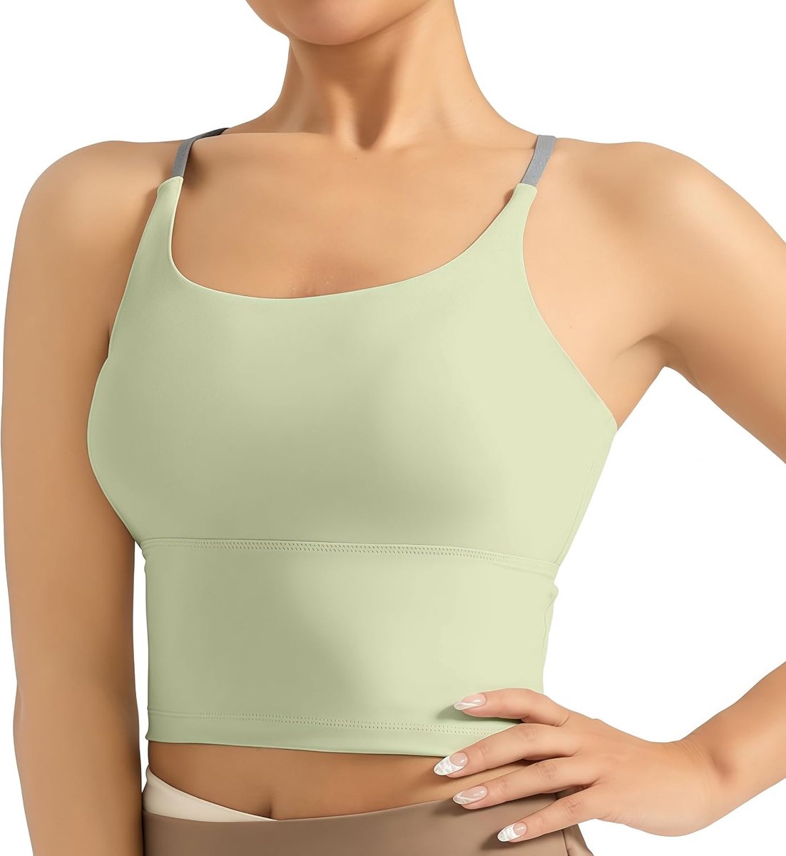 Sporttanktop voor dames, basic top, mouwloos, ademend en licht, voor gym, yoga, casual, korte tanktop met spaghettibandjes