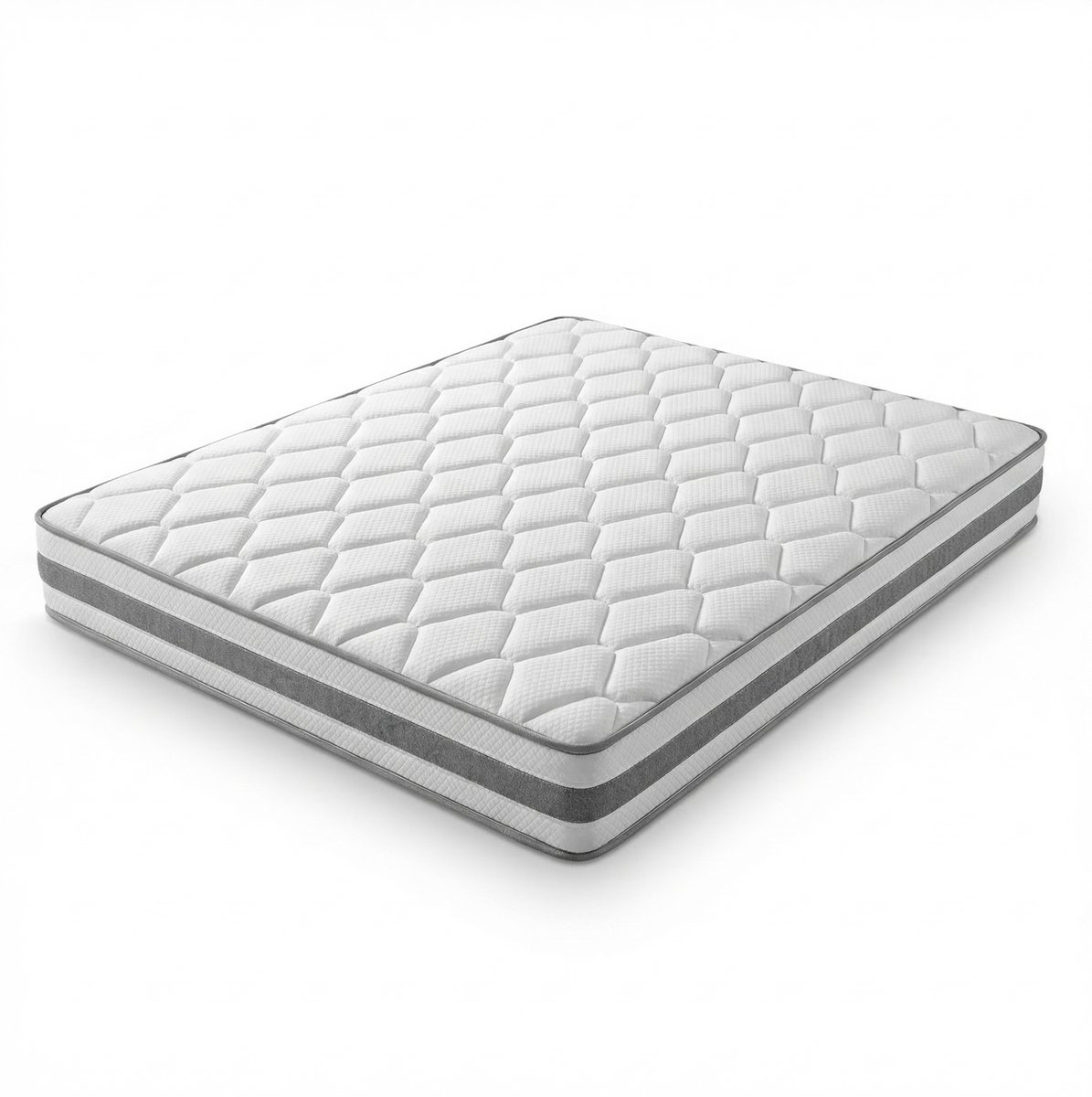 MEUNIQ Pocketveringmatras 90 x 200 cm H4, 25 cm hoog, 7 zones met comfortschuim en polyester tijk voor volwassenen, wit