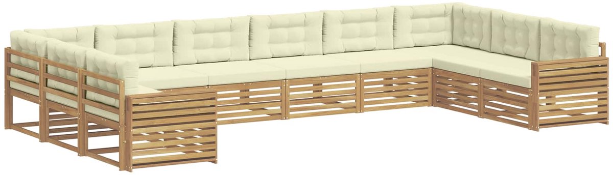 vidaXL - Sofa-Sets - 10 - st - Wit - en - crèmekleurig - Polyester