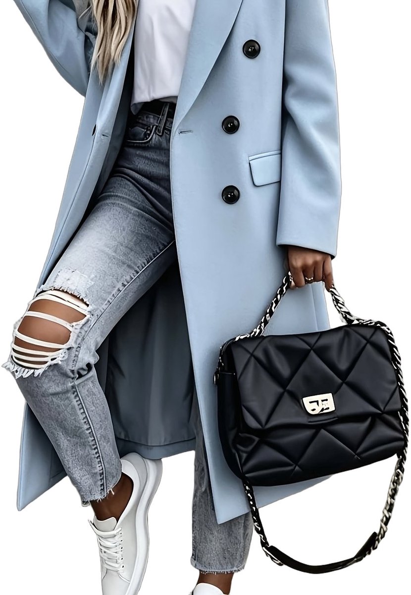 Currero Winterjas Parka Dames Lange Jas Dames Wintermantel Overjas Gewatteerd Waterdicht Winter Stijlvol Mantel Vrouwen Volwassen Hemelsblauw