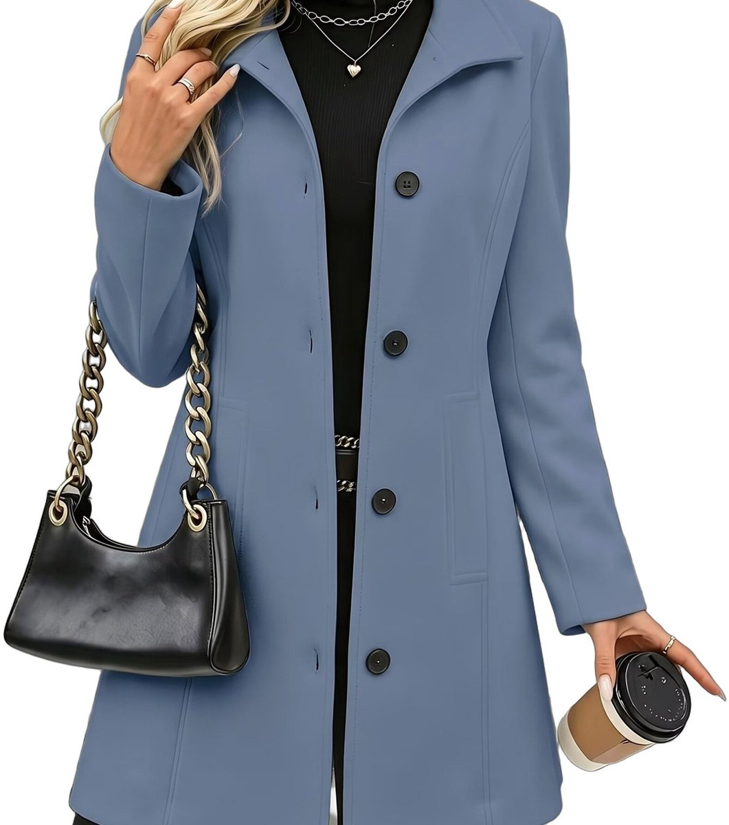 Currero Winterjas Parka Dames Lange Jas Dames Wintermantel Overjas Gewatteerd Waterdicht Winter Stijlvol Mantel Vrouwen Volwassen Haze Blauw