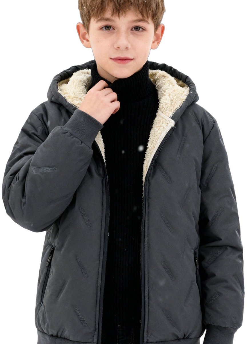 Currero Winterjas Parka Jongens Lange Jas Wintermantel Overjas Gewatteerd Waterdicht Winter Stijlvol Mantel Kinderen 13 Jaar Grijs