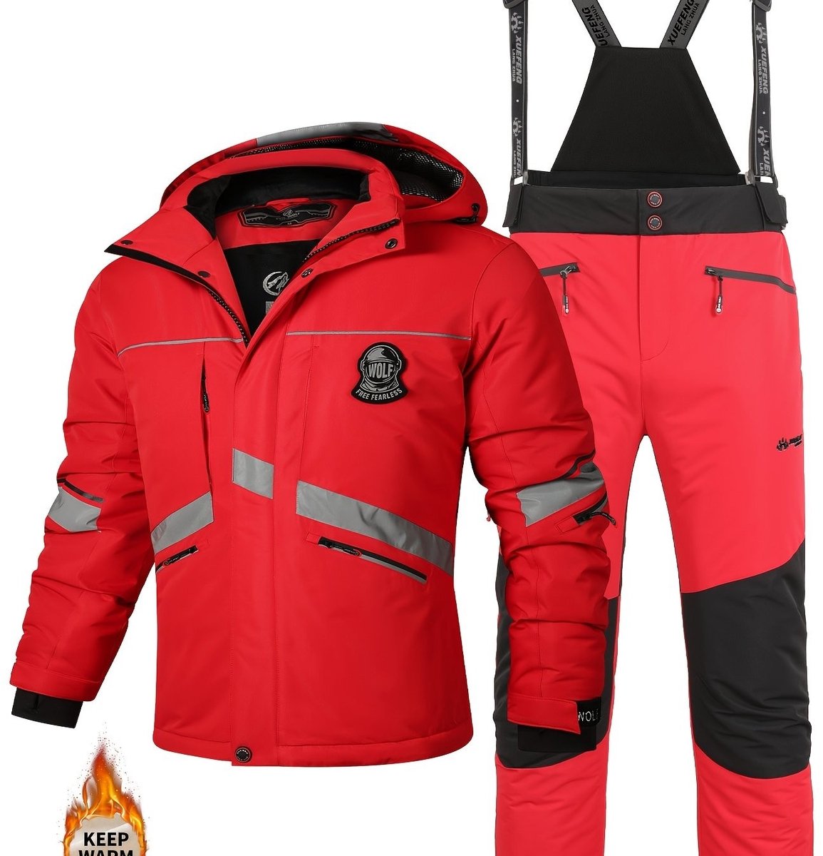Currero Skipak Heren Ski Set Heren Skibroek Wintersportkleding Winddicht Warm Gevoerd Ski en Snowboard Skikleding Winter Rood