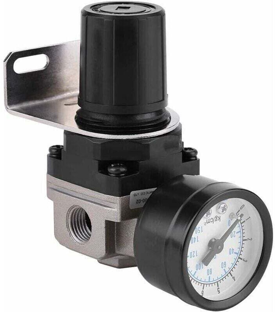 Compressorfilters en drukregelaars - Luchtdrukregelaar, AR2000-02 G1/4 pneumatische compressor geschikt voor manogeschikt voorer, 1/4" ventiel, verstelbare aluminium manogeschikt voorer