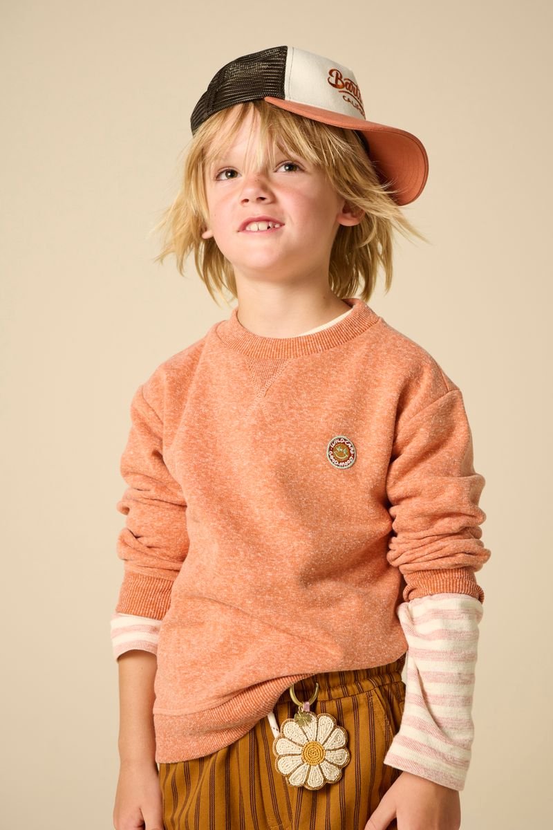 Sissy-Boy - Oranje melange sweater met smiley patch
