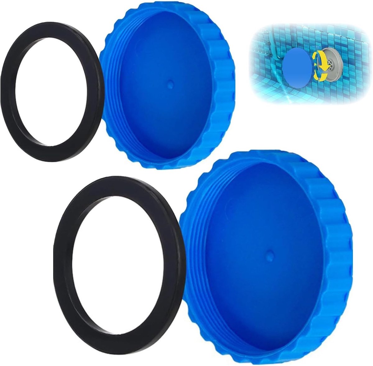 Set van 2 Winterse Pool Stops voor Vorstbescherming - Blauwe Accessoires voor Zwembaden, Sluitingen voor Winterse Toegang tot het Zwembad