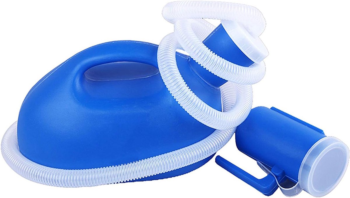 Plasfles Mannen 2000 ml - Met Slang 1.6 m - Blauw