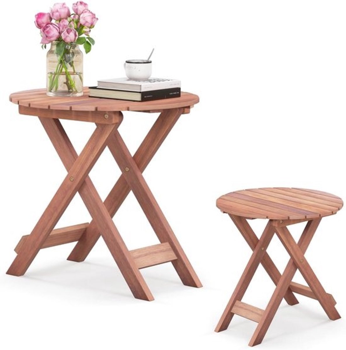 Opvouwbare salontafel van acaciahout voor binnen en buiten - Rond 46 cm