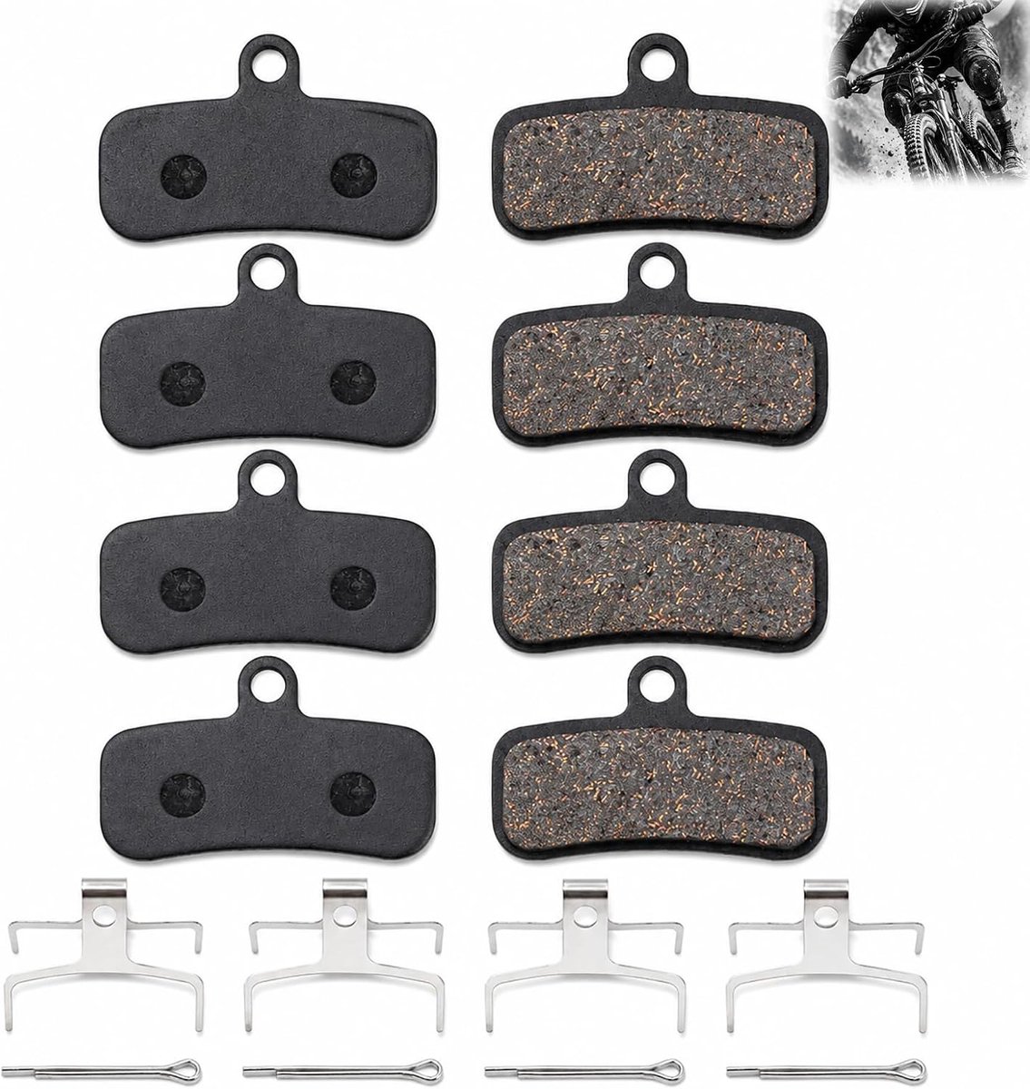 4 paar remblokken, 4 zuigers, compatibel met Shimano BR M810 M820 M8020 Deore XT XTR-M9120 BR MT510 MT520 Tektro M745 TRP SL, remblokken voor Deore XT M8020 MTB, straat, semi-metallic