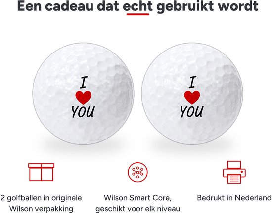 Wilson Golfballen I Love You - Valentijn Golf Cadeau - 2 stuks - Golfbal met Opdruk van Wilson — afbeelding 3