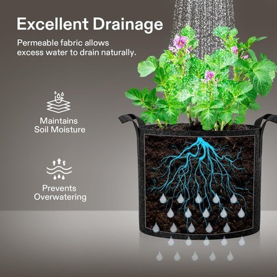 Plantenkweekzakken - Kweekzakken - Planten Kweken - Verstevigd Handvat - 40L - Grijs — afbeelding 2