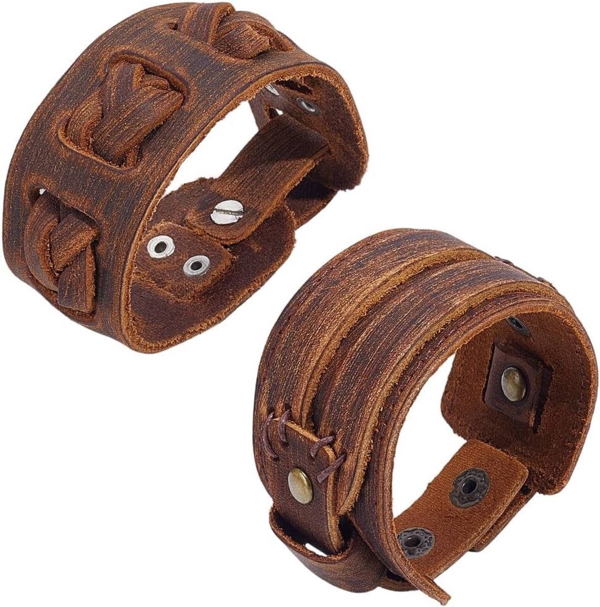 Leren riem in punk en biker stijl, verstelbaar en geschikt voor mannen en vrouwen, perfect voor kostuumfeesten en vintage looks.