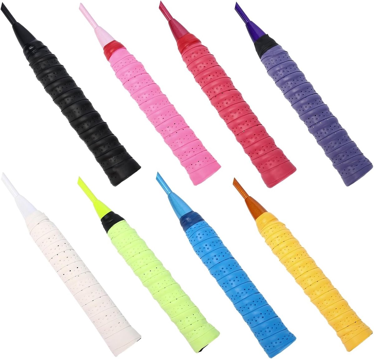 Gripbanden voor Badminton en Sport, Set van 8, Zelfklevend, 110 cm, Multicolour, Ideaal voor Rackets en Accessoires