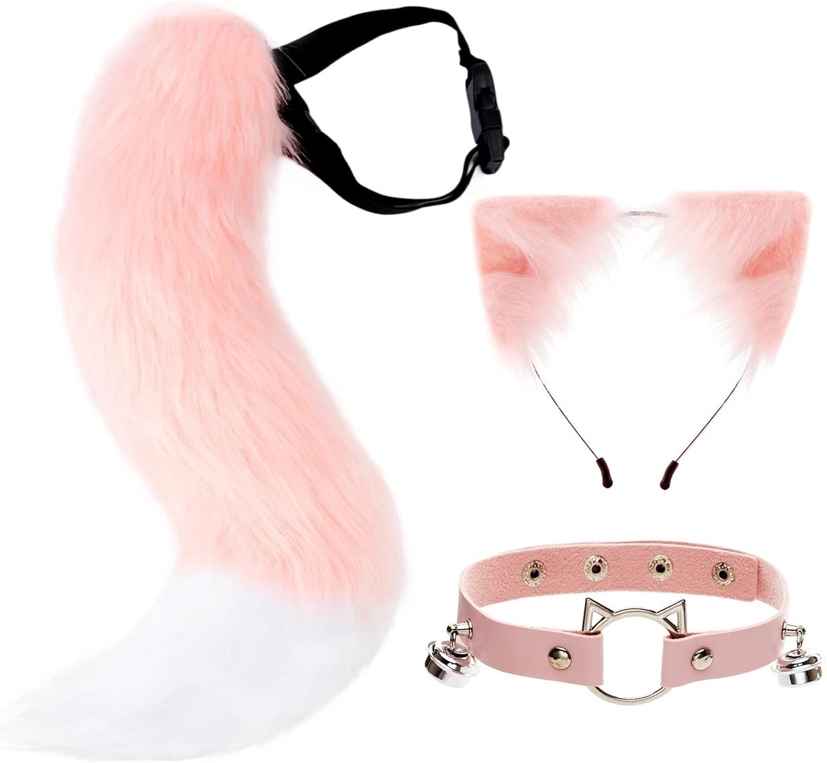 Faux Bont Kattenoren Hoofdband met Staart en Choker voor Halloween Kostuum en Cosplay voor Vrouwen