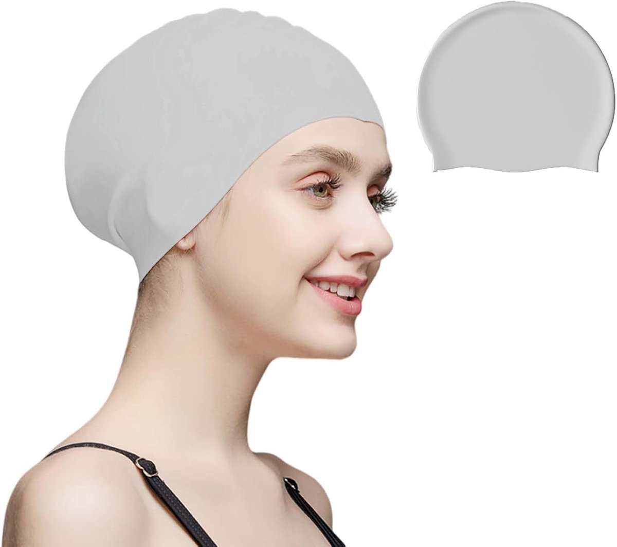 Zwemcap voor lang haar, geschikt voor volwassenen en kinderen, comfortabel, elastisch en waterdicht, houdt haar droog en is antislip