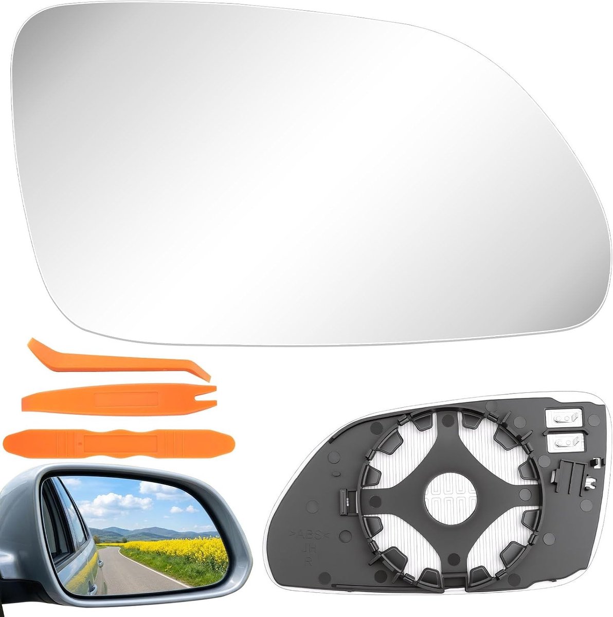 Exterieur spiegelglas voor VW Polo 9N 2005-2009 en Skoda Octavia 2004-2008 - Verwarmd zijspiegelglas, asferisch en vervangend spiegelglas voor rechts