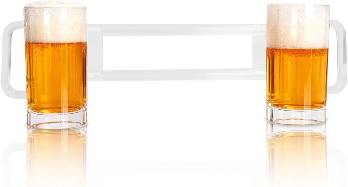 Dubbele Siamese Bierglas van 430ml - Acryl Bierbeker, Schokbestendig en Handvat voor Bar en KTV Gebruik