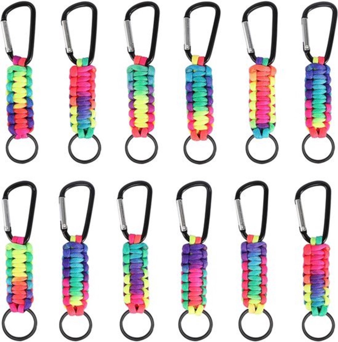 Allecto - Sleutelkoord met Karabijnhaak - 12 Stuks Sleutelhangers