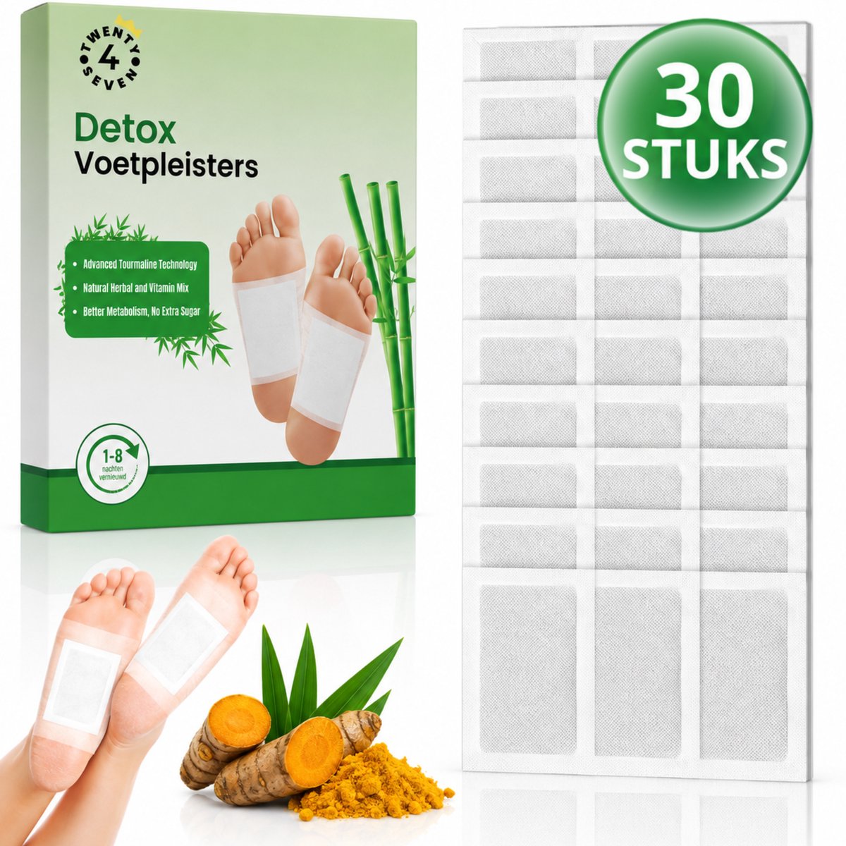 Twenty4seven® Detox Voetpleisters 30 Stuks - Afslankpleisters voor Voeten - Detoxkuur van 2 Weken - Pleisters voor Afslanken & Ontgiften