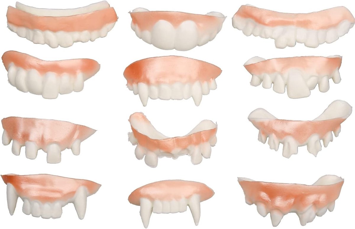 3 Pack Halloween Demon Teeth - Gnarly Valse Tanden voor Grappige Grappen, Vampier Protheses en Gekke Vormgeving