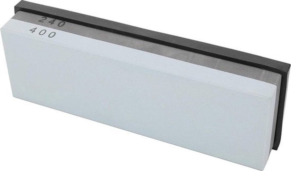 Messenslijpsteen Dubbelzijdig - Korrel 240/400 - Antislip Rubberen Basis - Geschikt voor Keukenmessen/Scharen - Professionele Kwaliteit - Slijpsteen