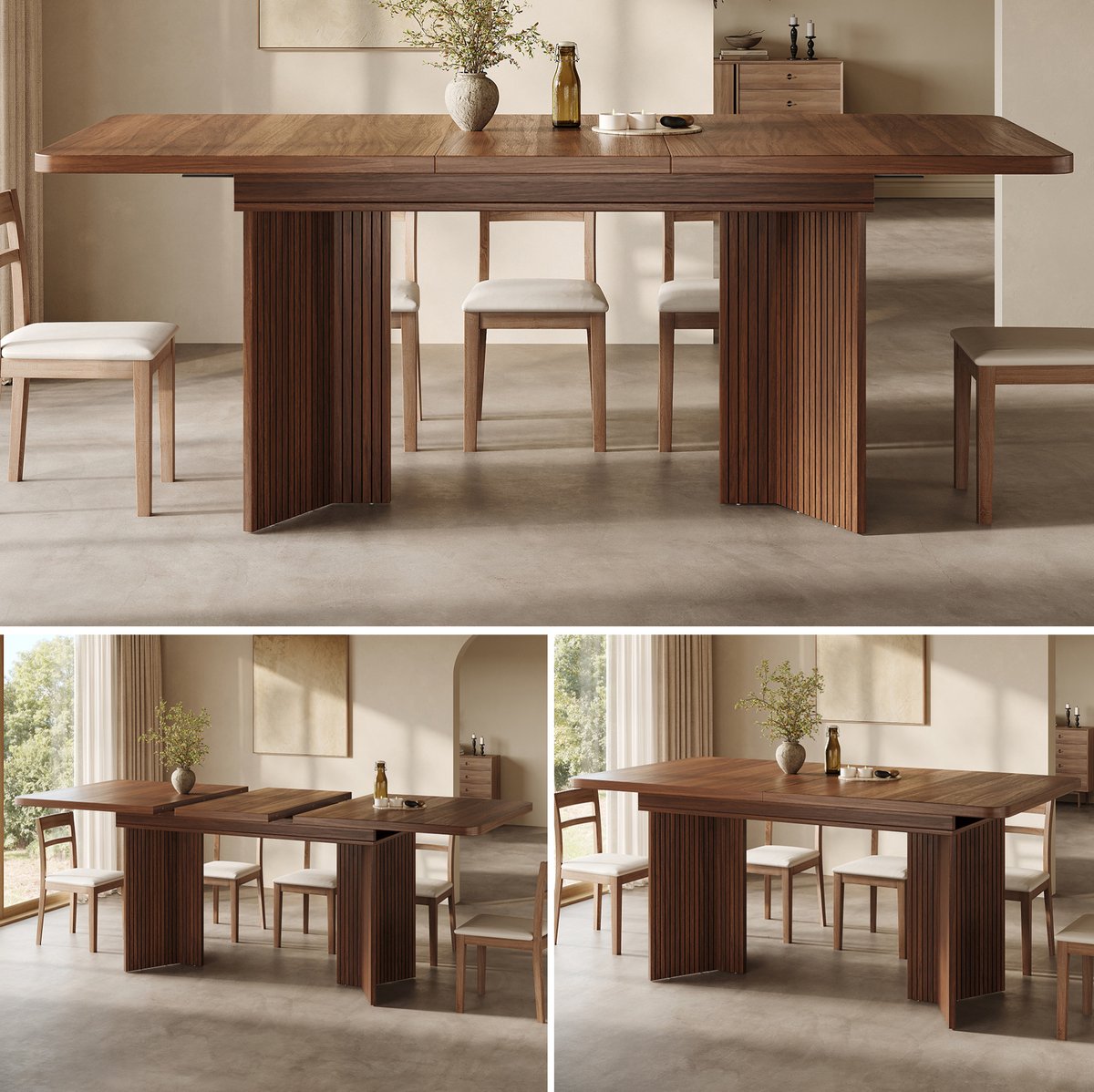 MODENUIT Eettafel - Uitschuifbaar Van 120-160 Cm - Rechthoekig Voor Woonkamer En Eetkamer - MDF - Bruin