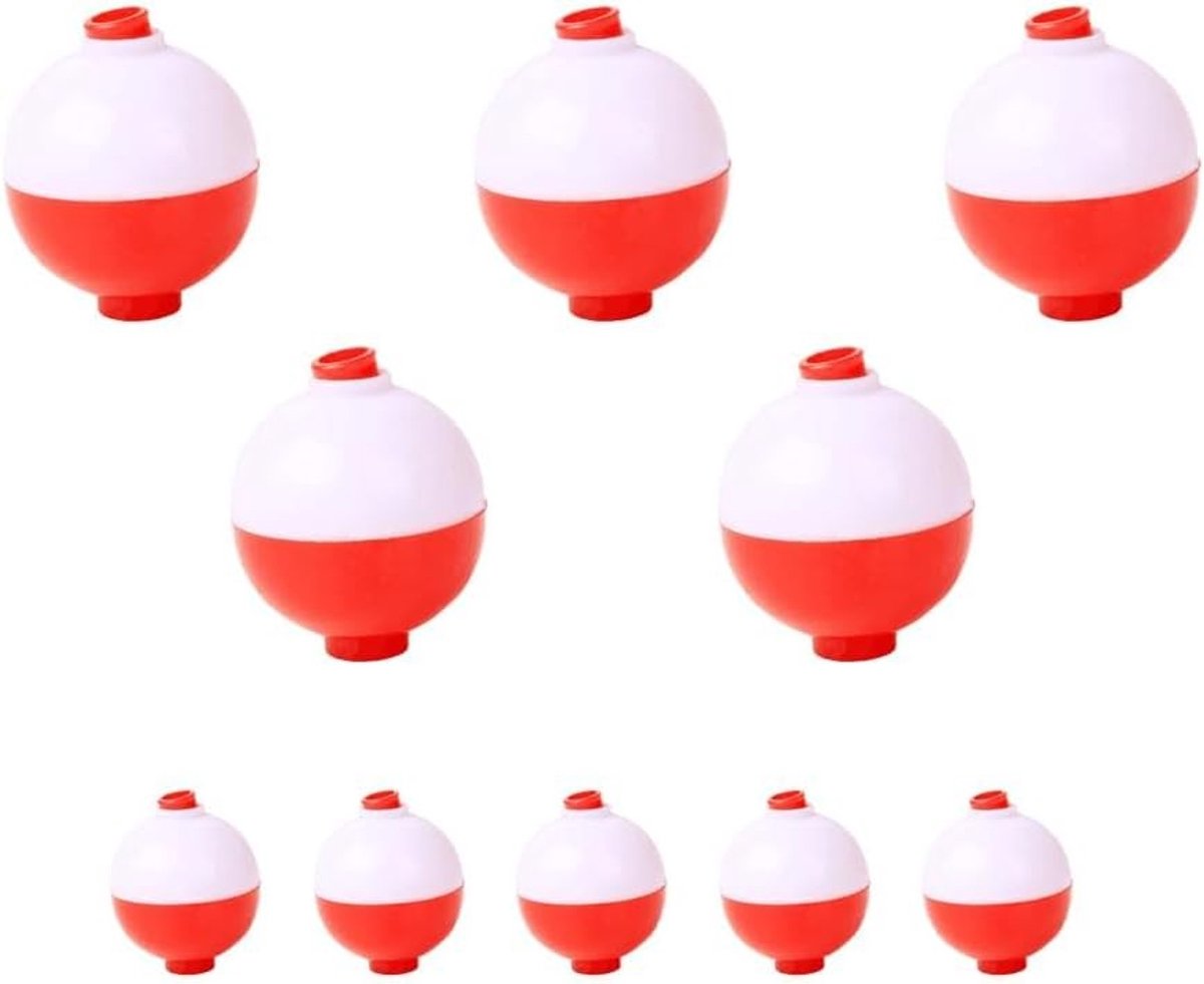 10 Stuks Vissers Drijvers met Verschillende Gewichten - Push Button Bobbers voor Zeevisserij en Karpervissen van Duurzaam ABS Materiaal