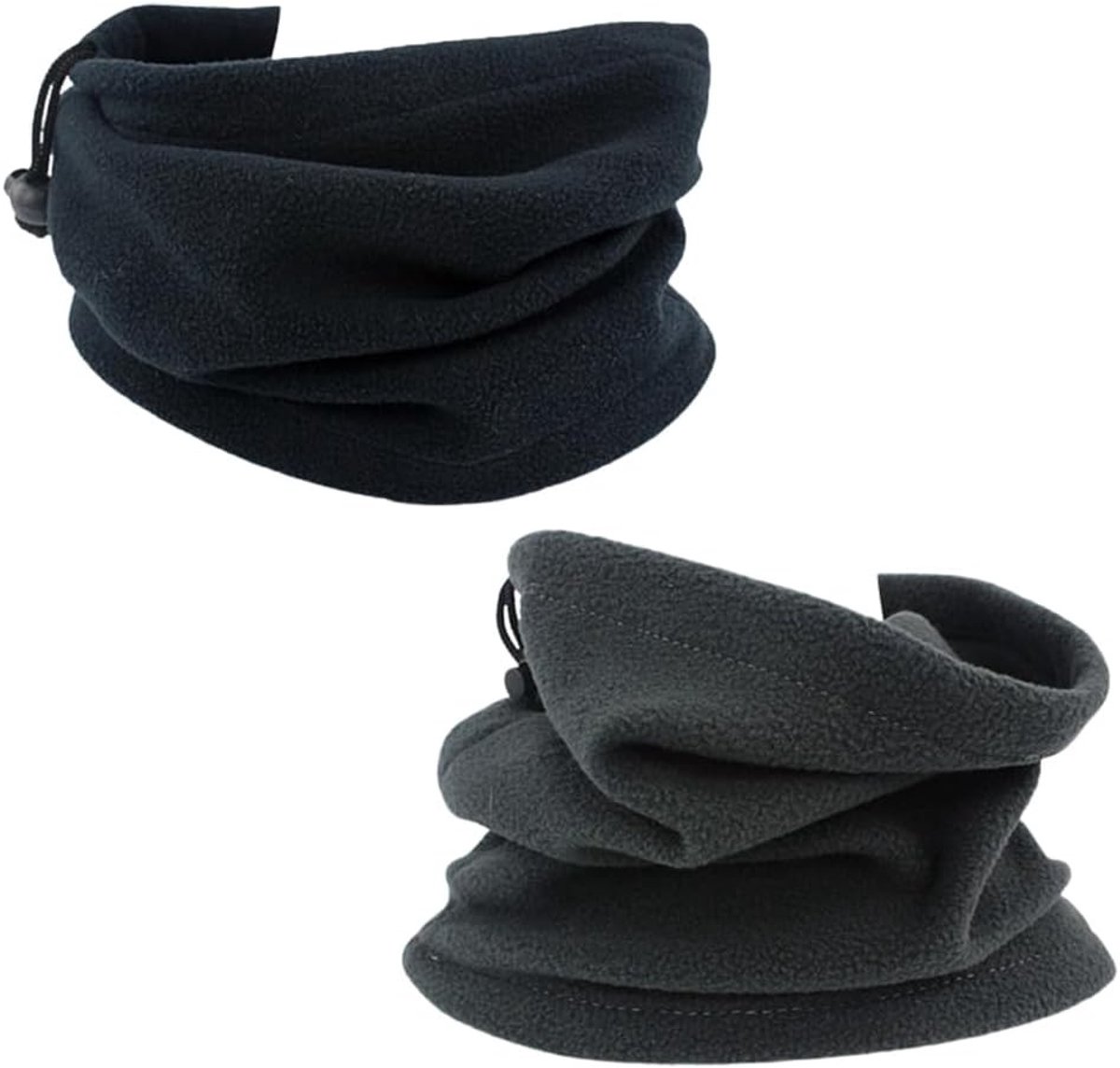 2-in-1 Fleece Sjaal en Muts Set, Warm voor Herfst en Winter, Ideaal voor Buitenactiviteiten en Sporten (Zwart/Donkergrijs)