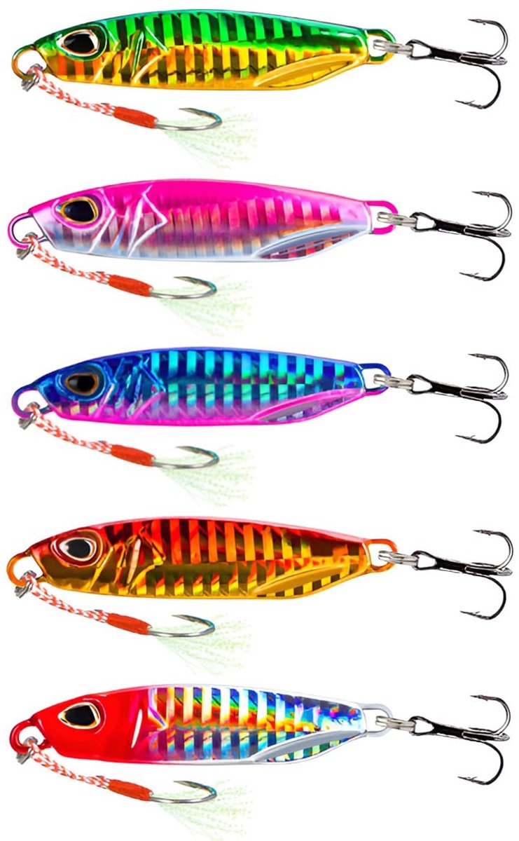 Zinkend Kunstaas - Hardmetalen Zeespinner - Jigging - Voor Zoutwater & Zoetwater - Tonijn, Zalm, Tandbaars - 5 Stuks - 8.0 cm - 50 gram