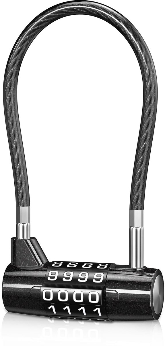 Cijferslot Hangslot - 4-cijferig - Met lange beugel - Goede treksterkte - Voor Koffers, Kluisjes, Archiefkasten, Kledingkasten - Staaldraaddiameter 5 mm lengte 175 mm