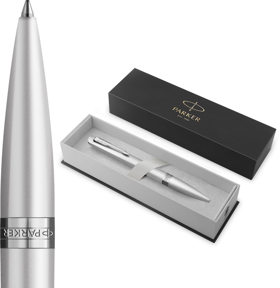 Parker Meridian Balpen | Chroomlak met chroomafwerkingen | Middelgrote penpunt | Handschriftpennen & Schrijfwaren | Blauwe inkt | Luxe Cadeaudoos