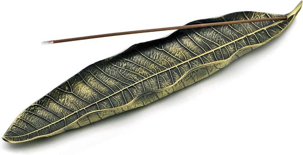 24cm Zinklegering Wierookhouder met Bladontwerp - Asvanger voor Wierookstokjes, Perfect voor Thuis, Kantoor, Yoga en Meditatie